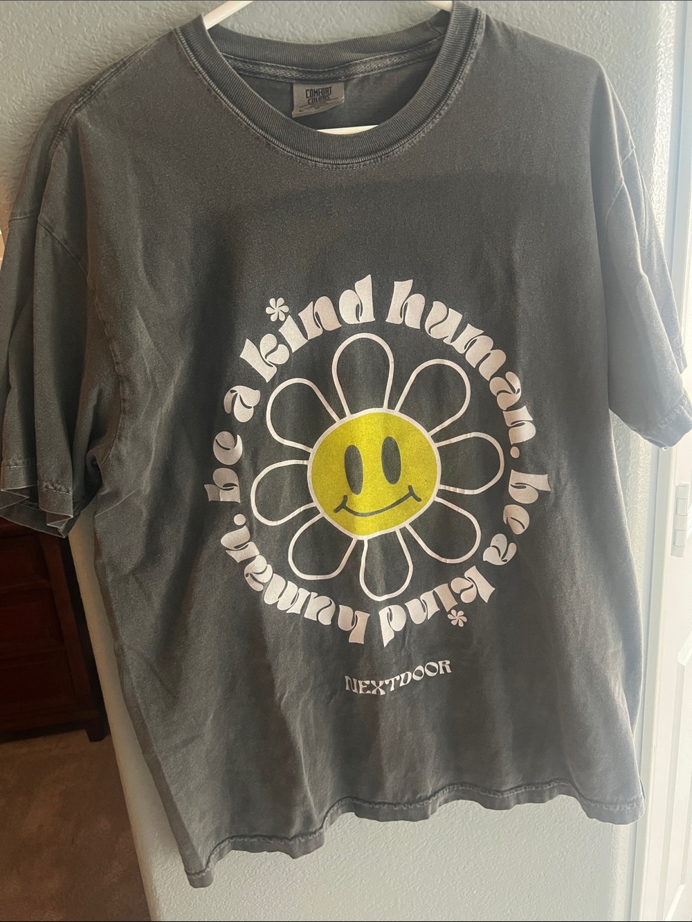 Comfort Colors Black Graphic Tee with Yellow Smiley Daisy
